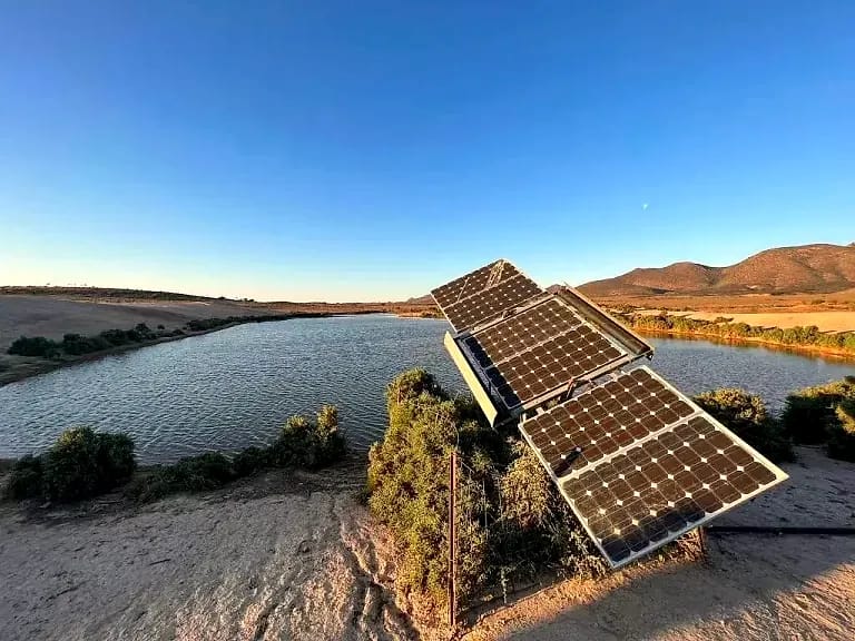 Off-grid solar array on a rural South Australian property