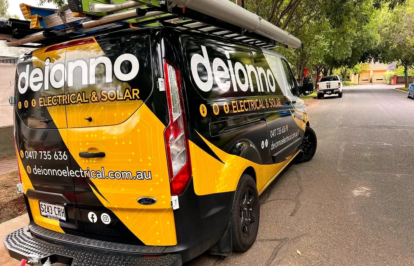 The branded Deionno Electrical and Solar work van